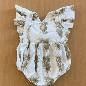 kate quinn White and Gold Pineapple Ruffle One-Piece